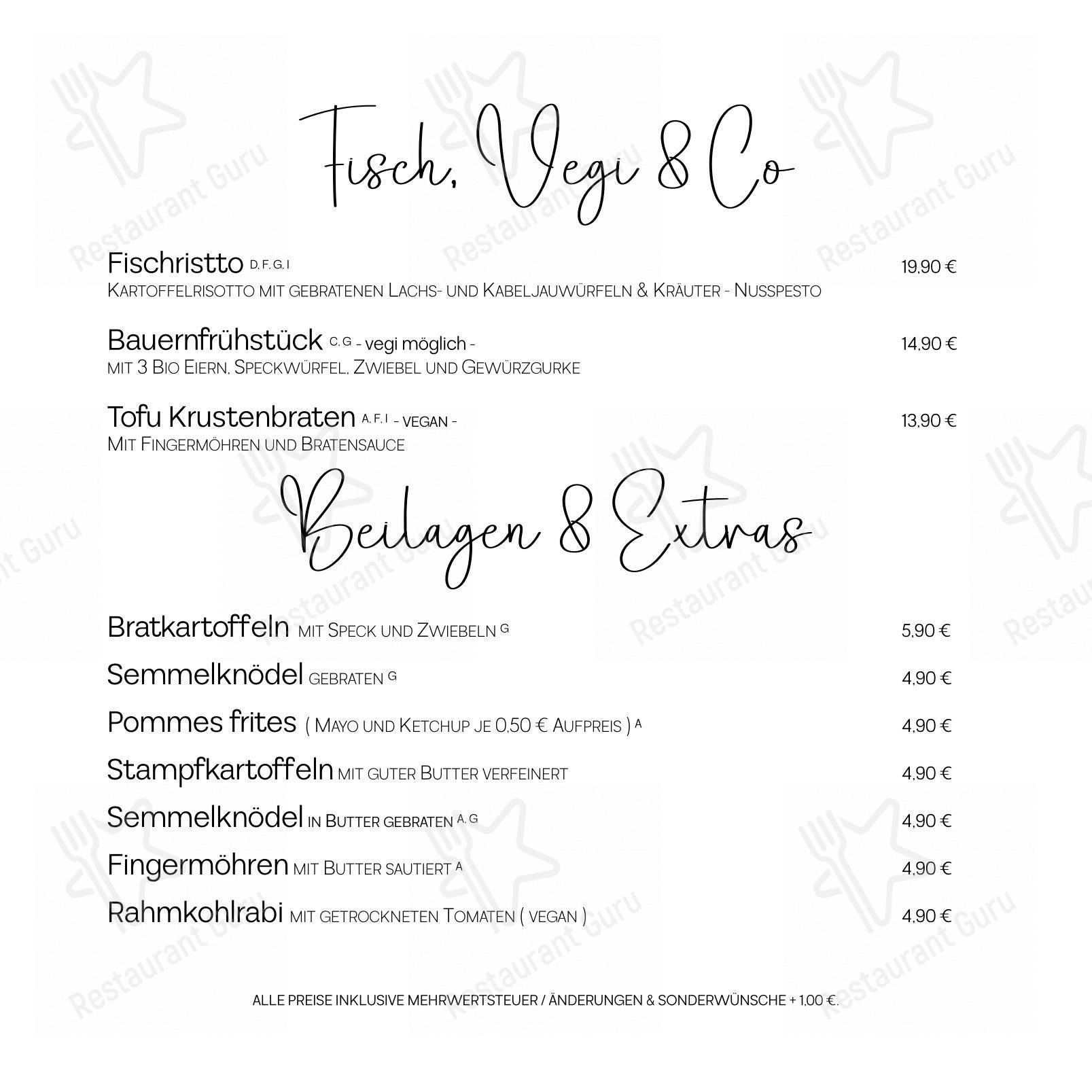 Menu pour Fritz Reuter Stuben (KTV) dans Rostock