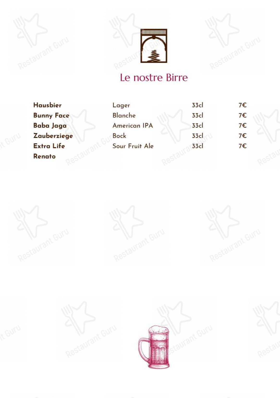 Menu di Giulia Restaurant - Menu bar