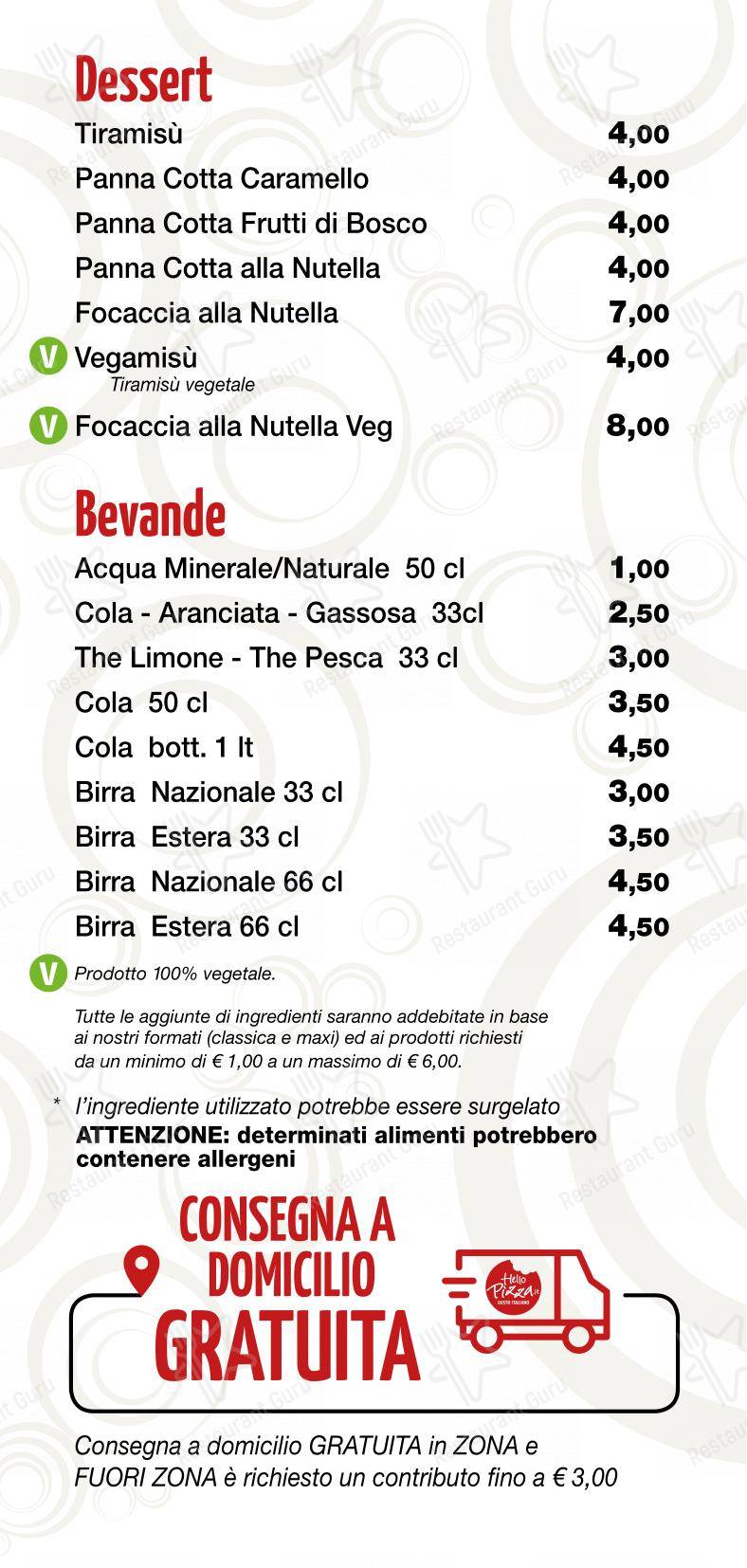 Menu di HelloPizza.it - Menu
