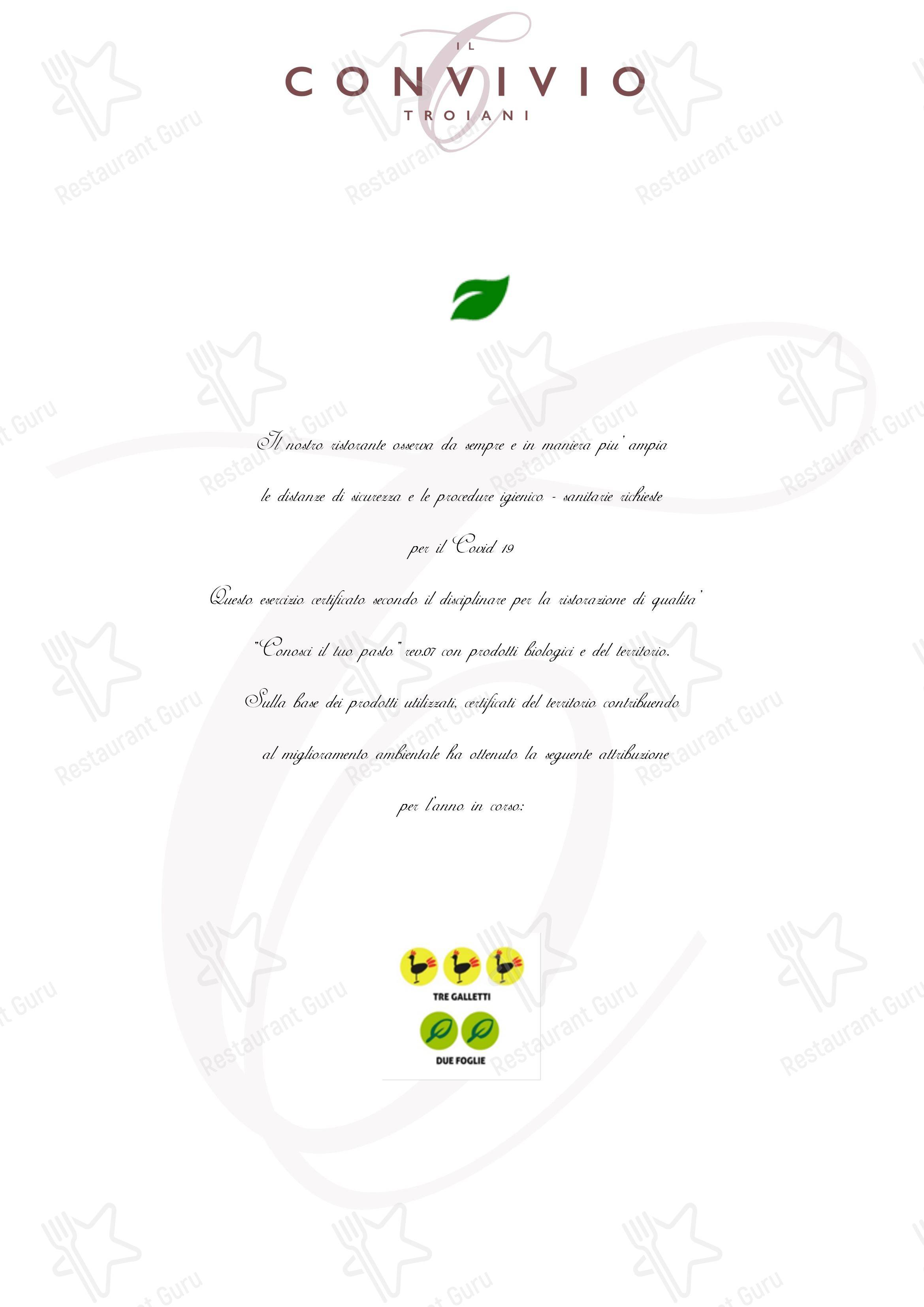 Menu per Il Convivio Troiani ristorante