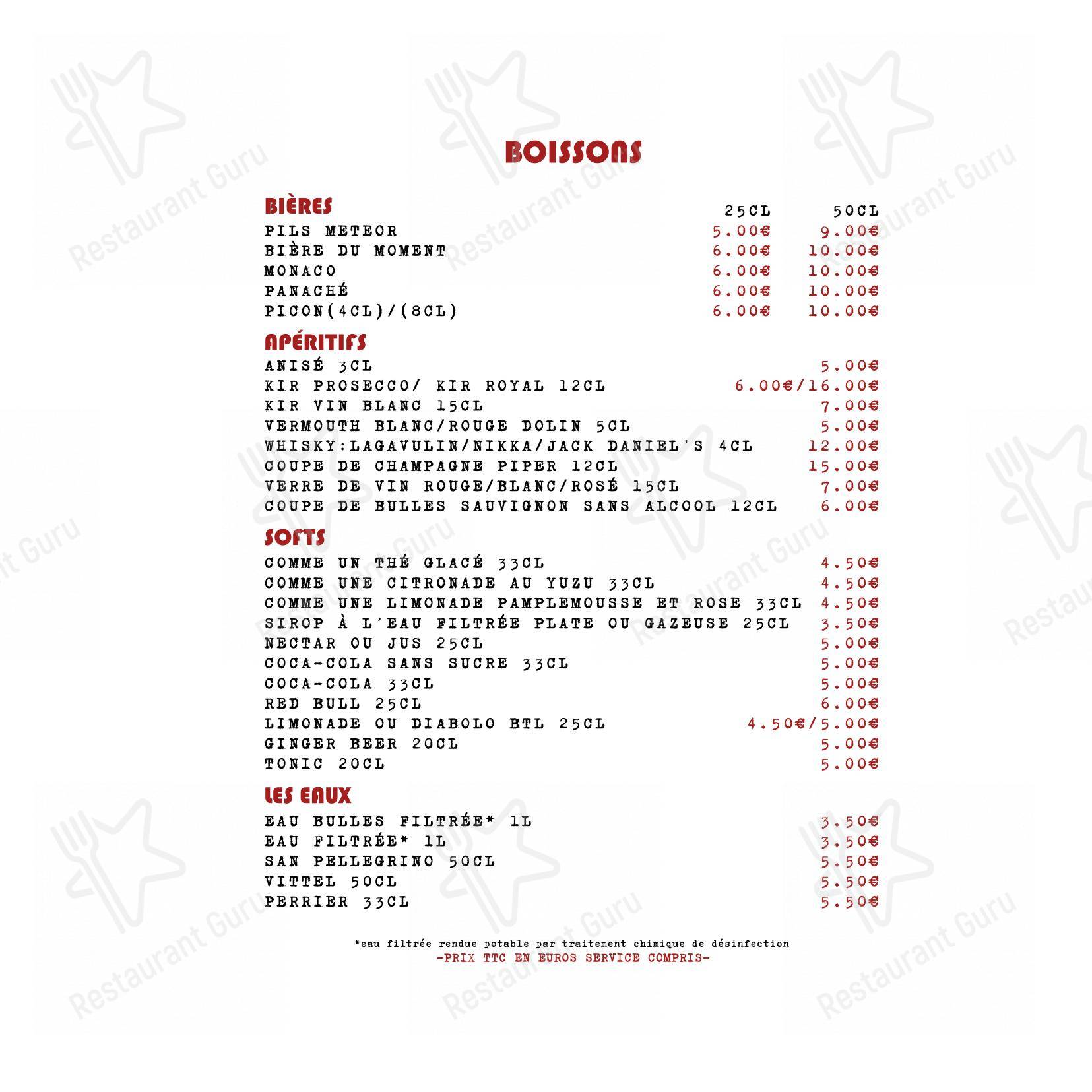 La Cabane de La Terrasse de l'Étang dans Meudon - Menu bar