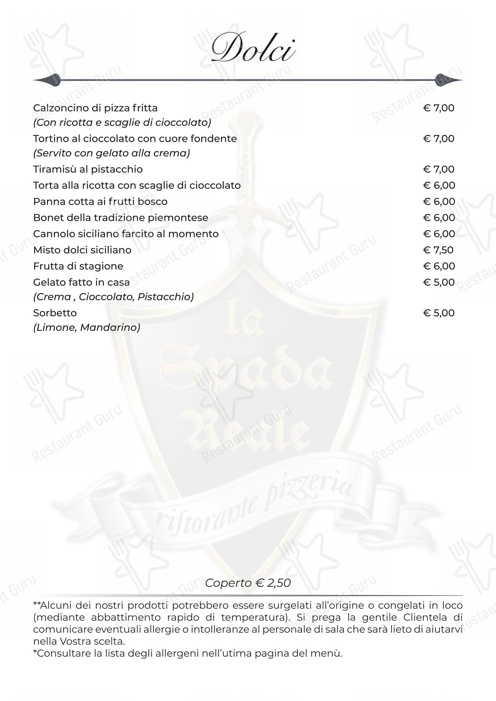 Menu per La Spada Reale ristorante
