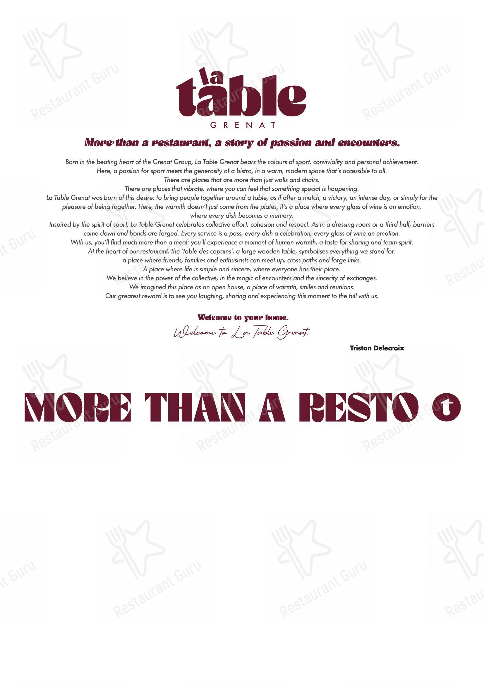 菜单 per La Table Grenat in Lancy