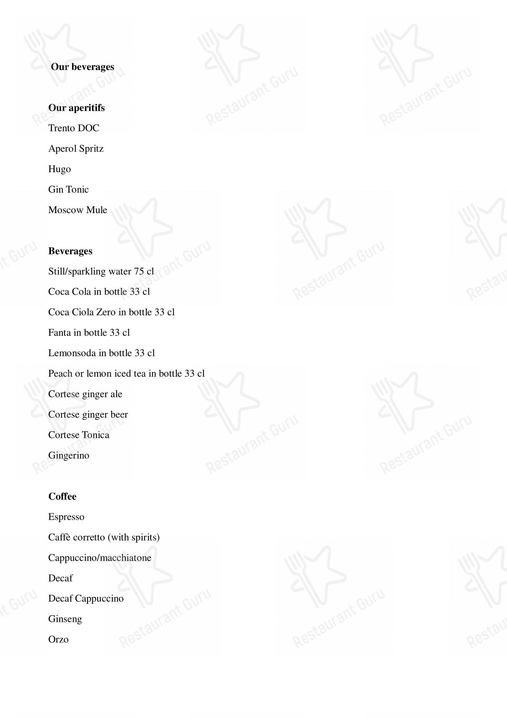 Lanterna Pizzeria & Brew Pub in Montagnaga - Menu bar