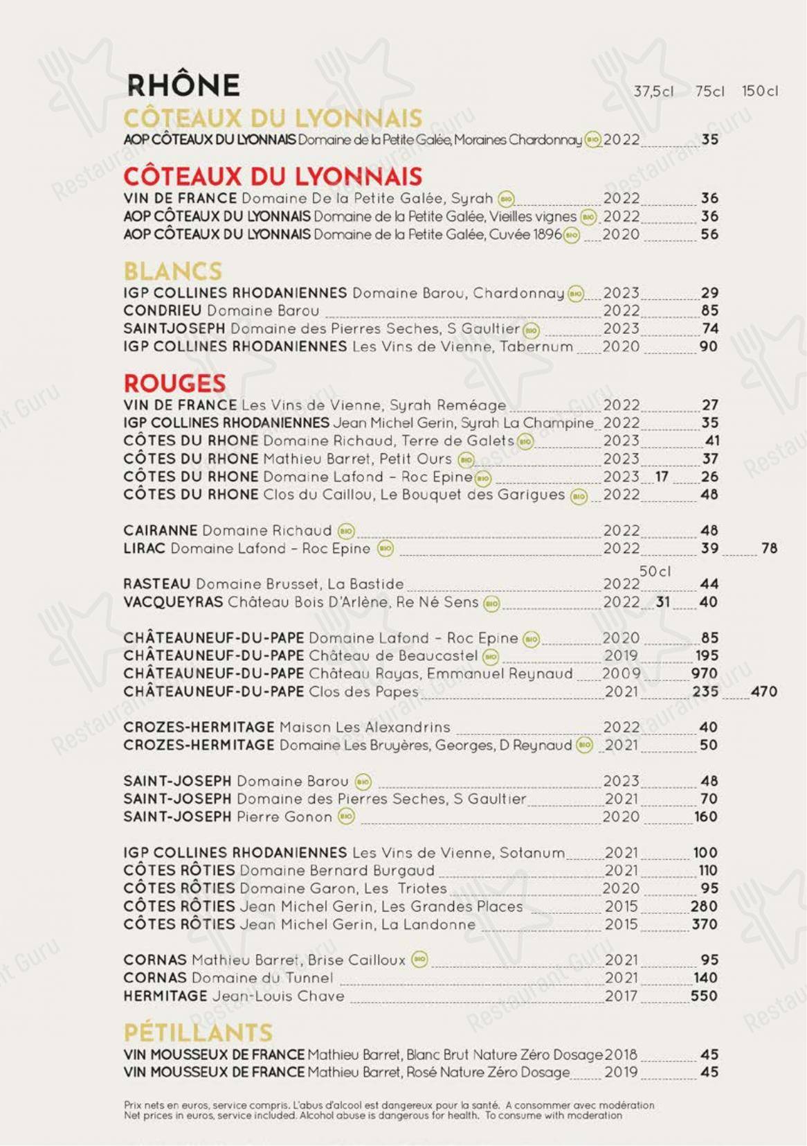 Menu pour Le Monchu - Основное меню