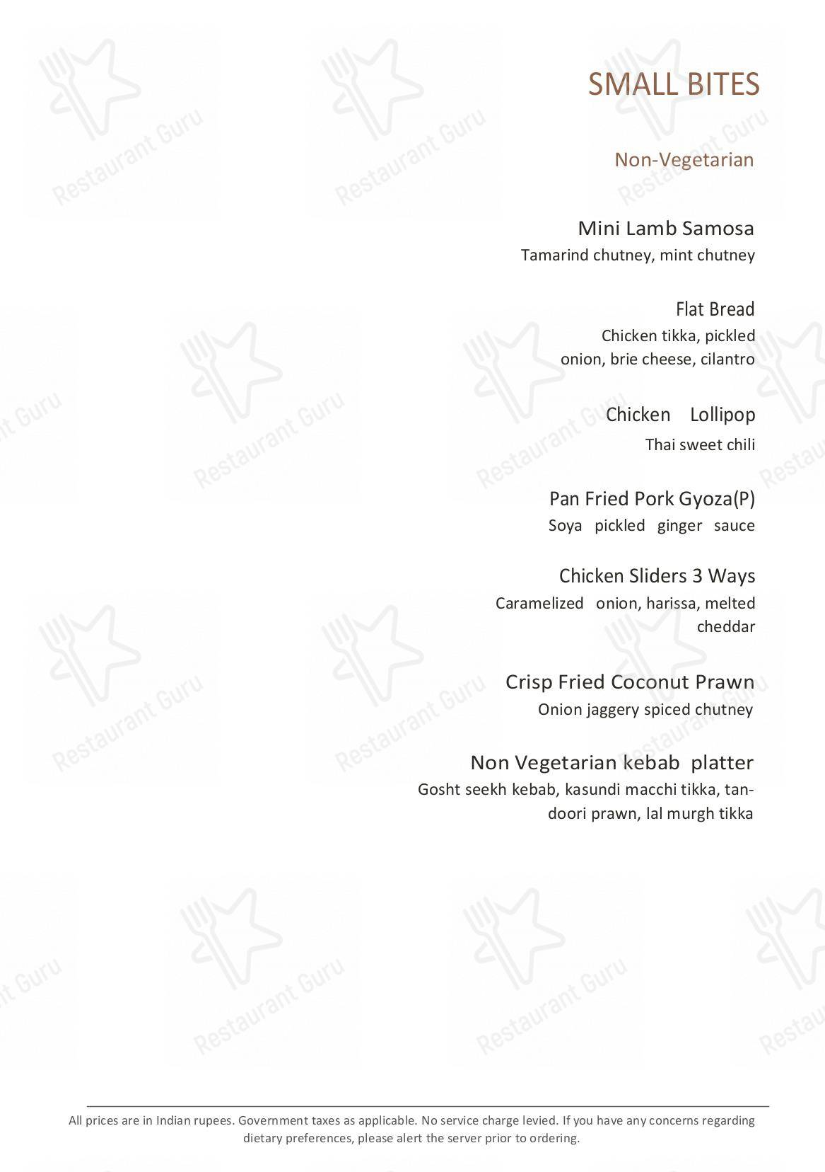 Megu Restaurant in New Delhi - Menu