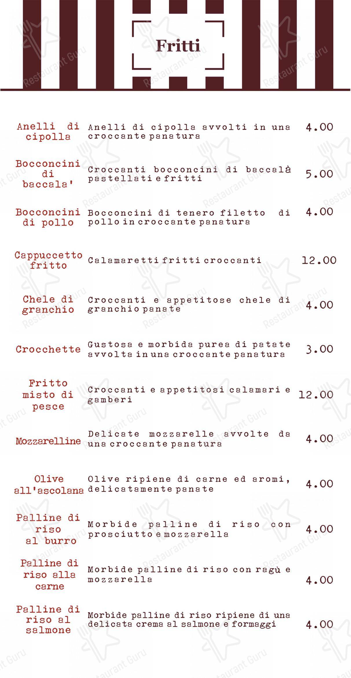 Menu bar per Mondo Pizza in Marsala
