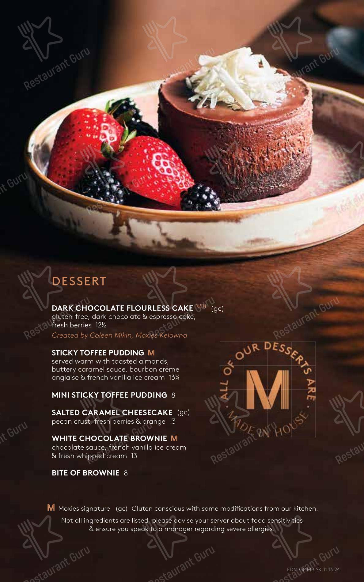 Lunch Menu pour Moxies Polo Park Restaurant restaurant à viande