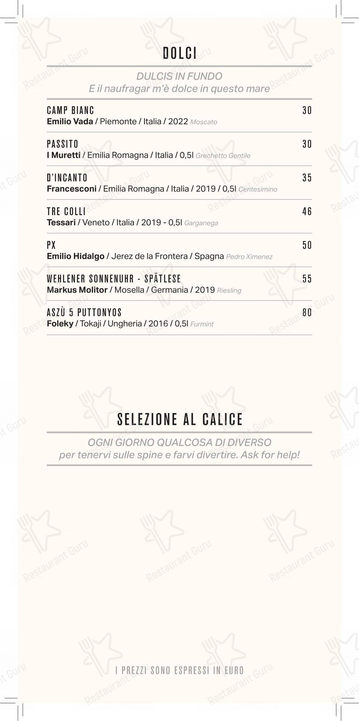 菜单 per NoMi al DuoMo pub & bar