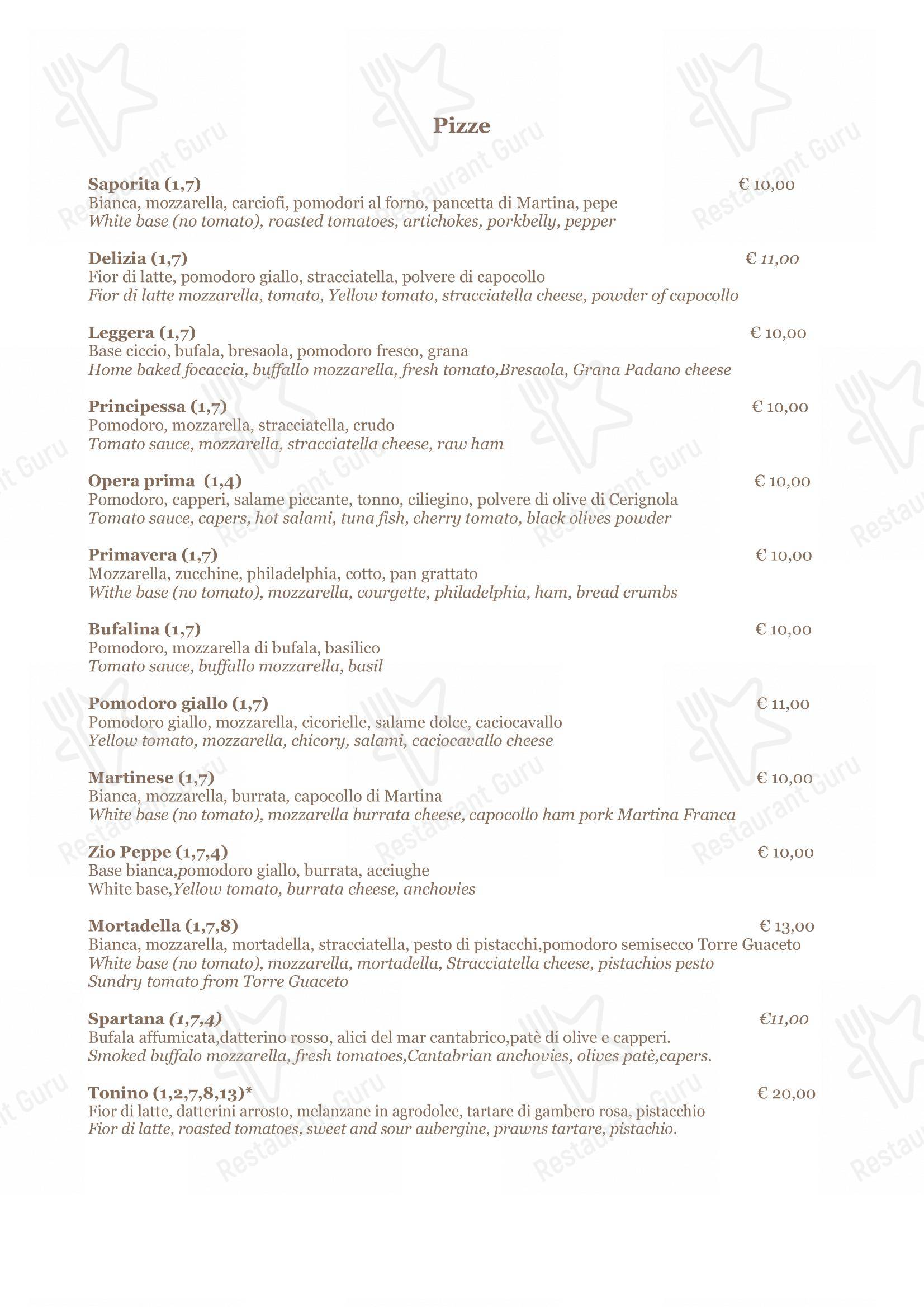 Menu bar per Operaprima - Ristorante Pizzeria ristorante