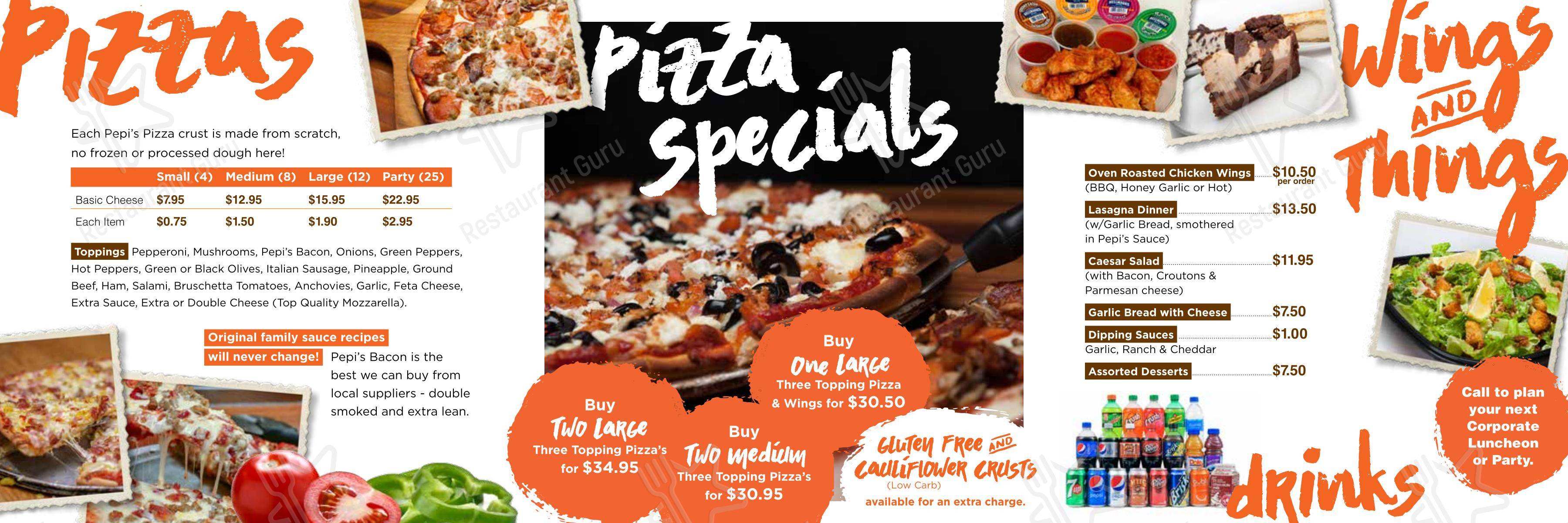 Menu pour Pepi's Pizza dans Kitchener