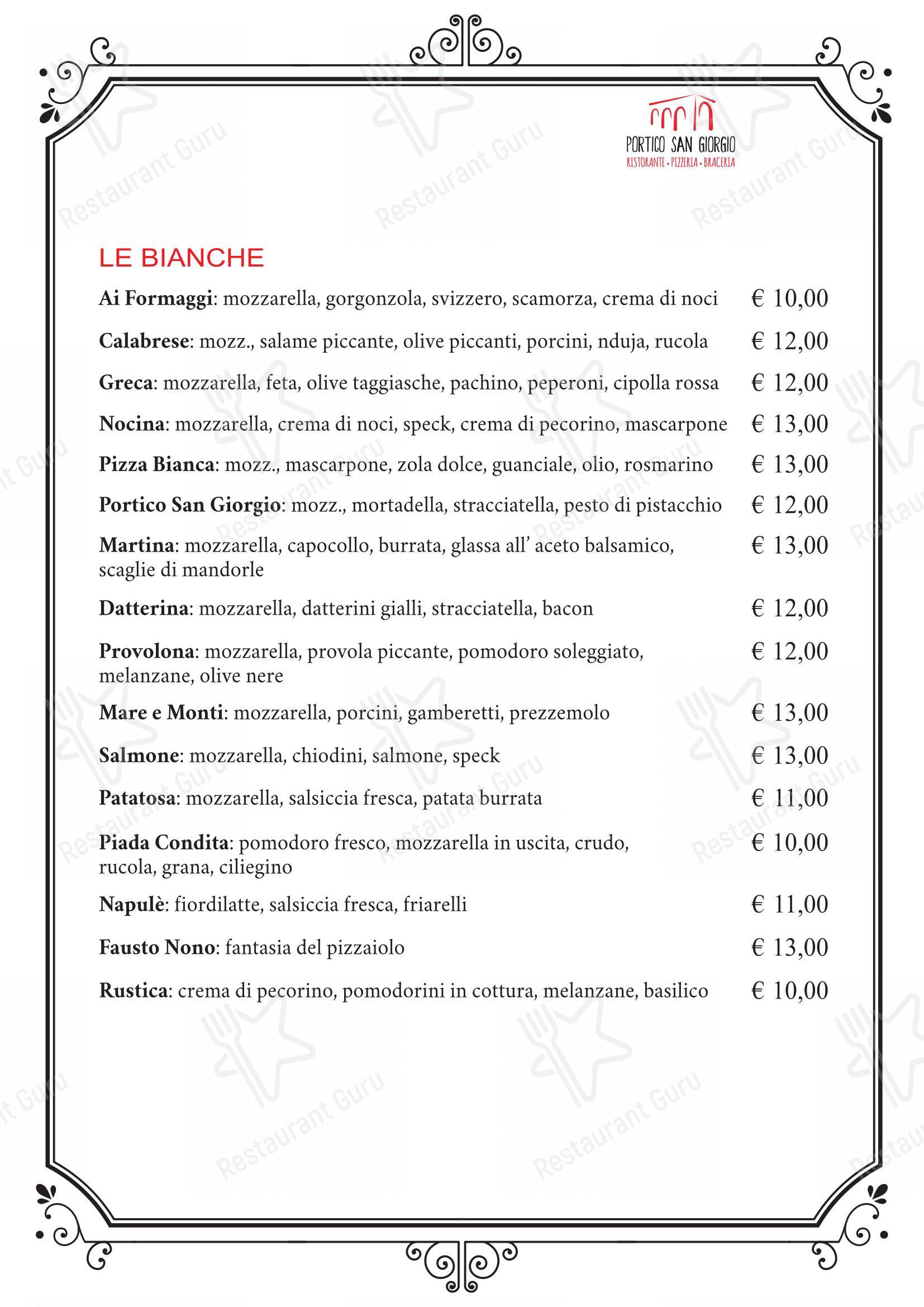Menu per Portico San Giorgio in Melpignano