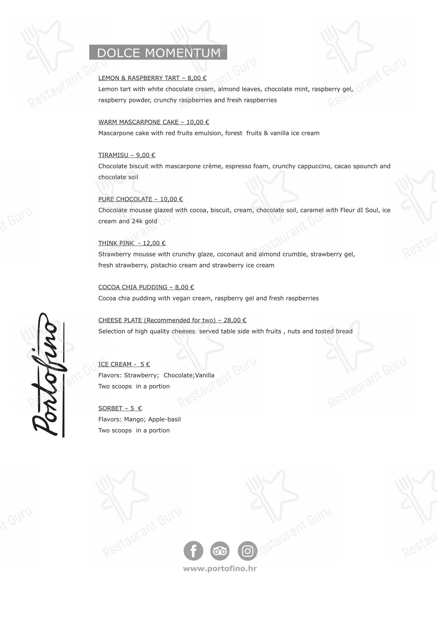 Portofino in Spalato - Menu