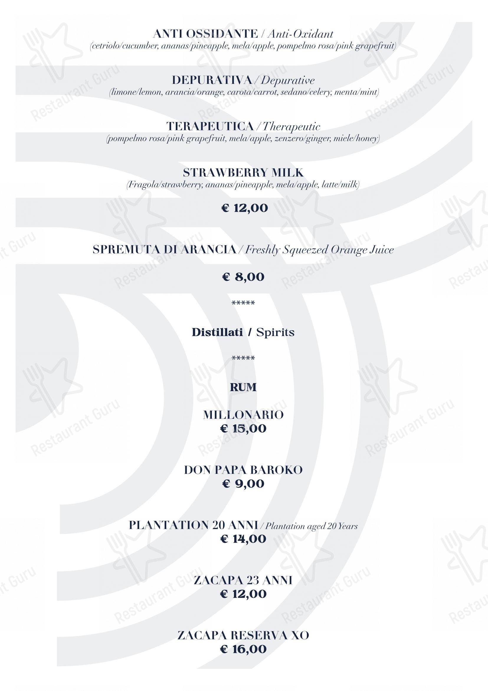 Menu di BV Quarry Rooftop Terrace Matera - Restaurant Garden Inn - Ночное меню