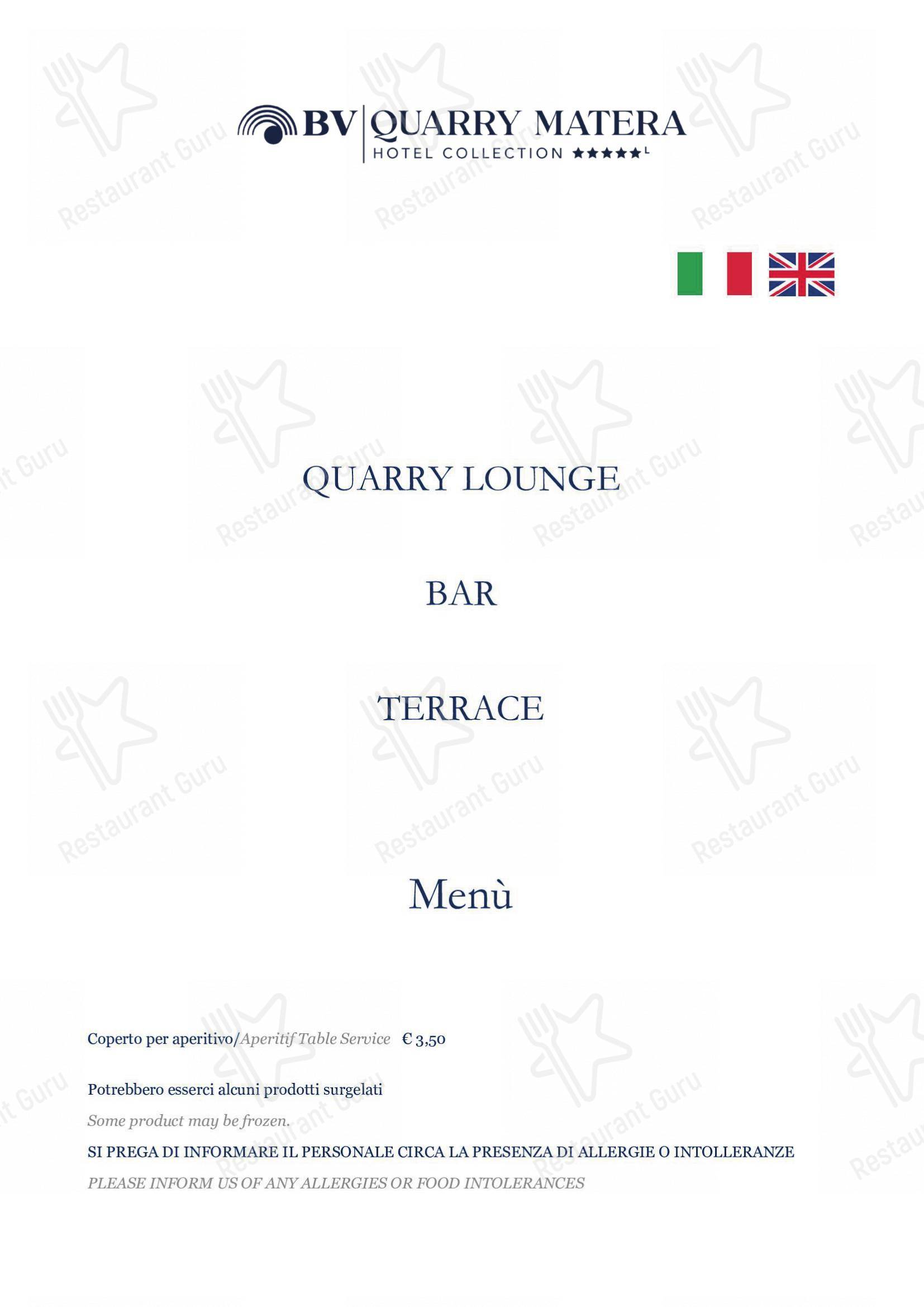 Основное меню per BV Quarry Rooftop Terrace Matera - Restaurant Garden Inn pub & bar
