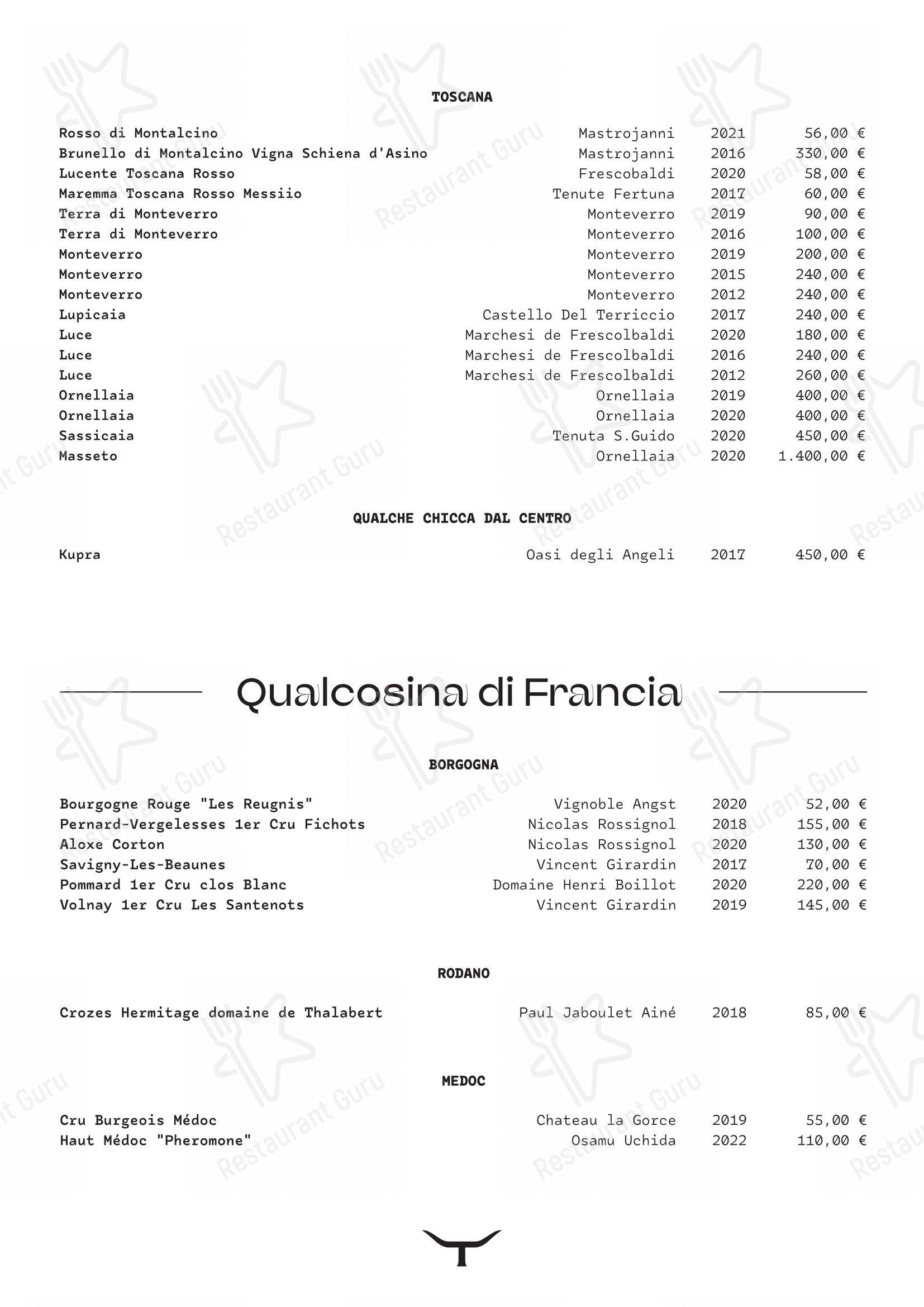 Quintale in Erbusco - Основное меню