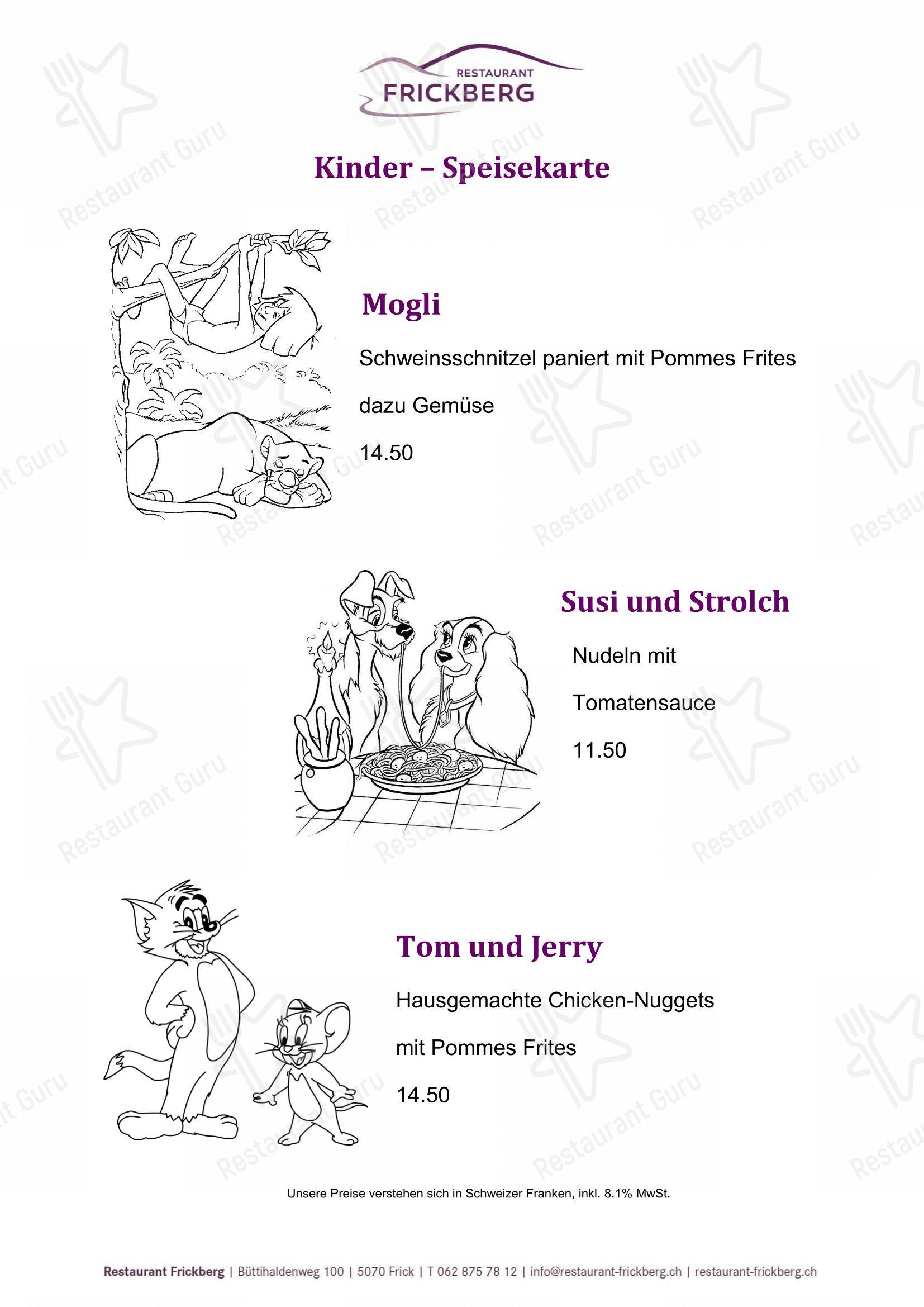 Restaurant Frickberg in Frick - Wine Menu
