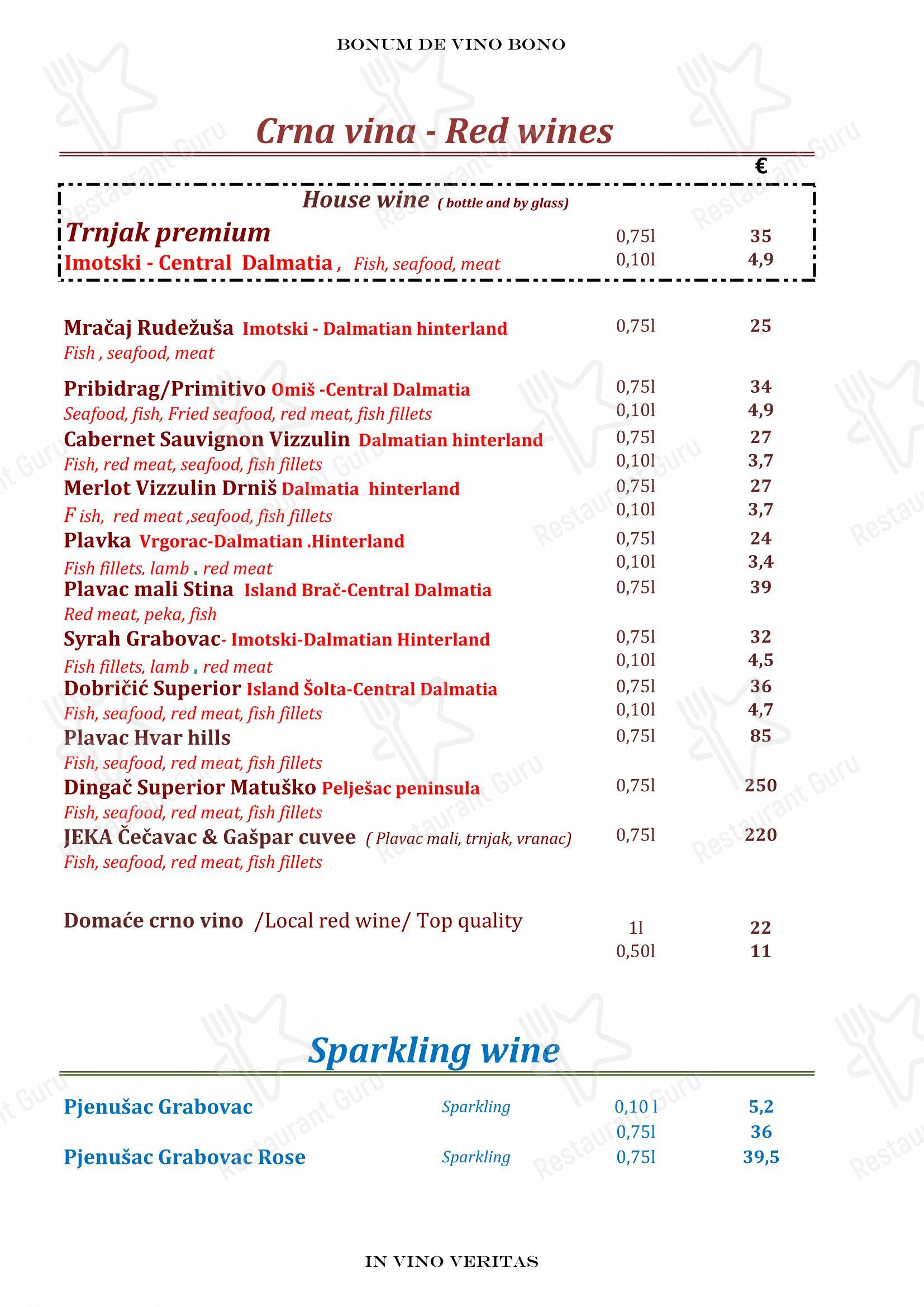 Menu bar per Restoran PULJIZ in Almissa