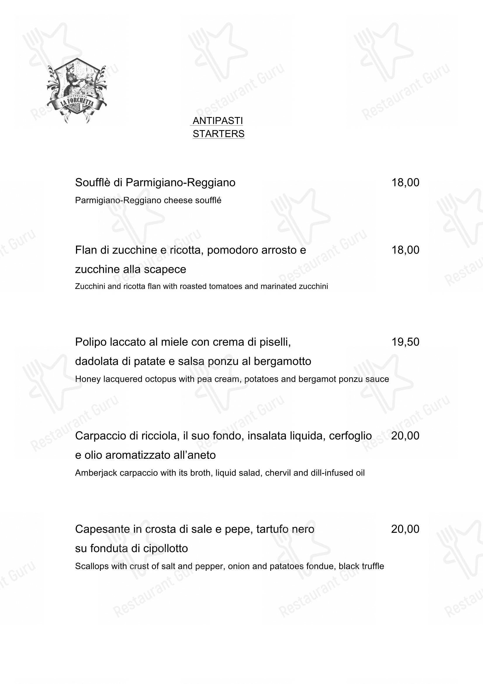 Menu di Ristorante La Forchetta Parma - Menu