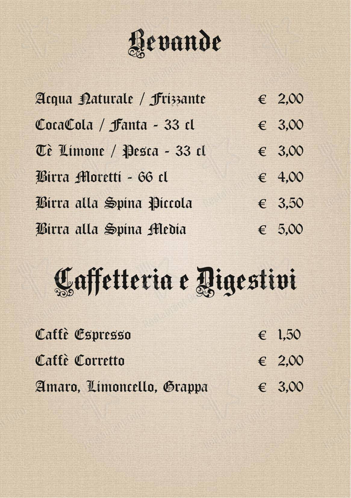Menu per Ristorante Sapori di Toscana in Brusciana