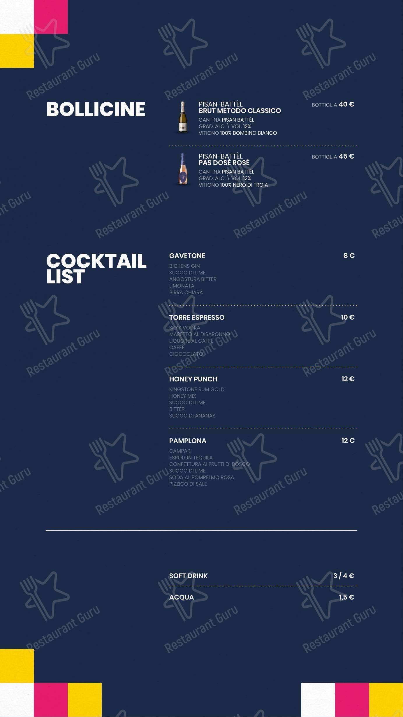 Torre Gavetone in Molfetta - Menu