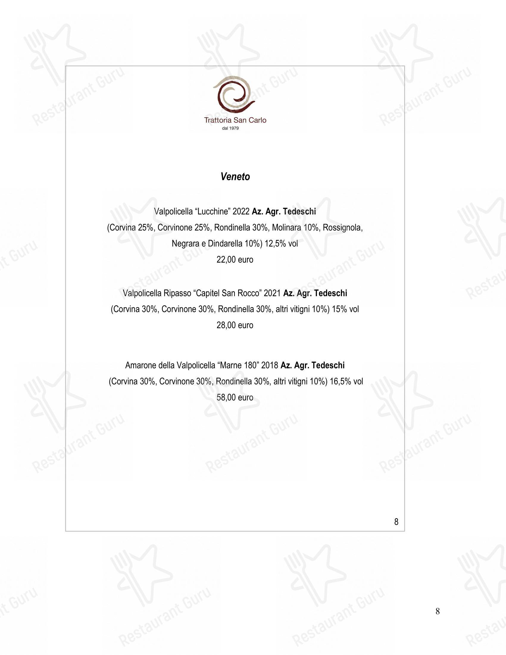 Основное меню per Trattoria San Carlo in Genova