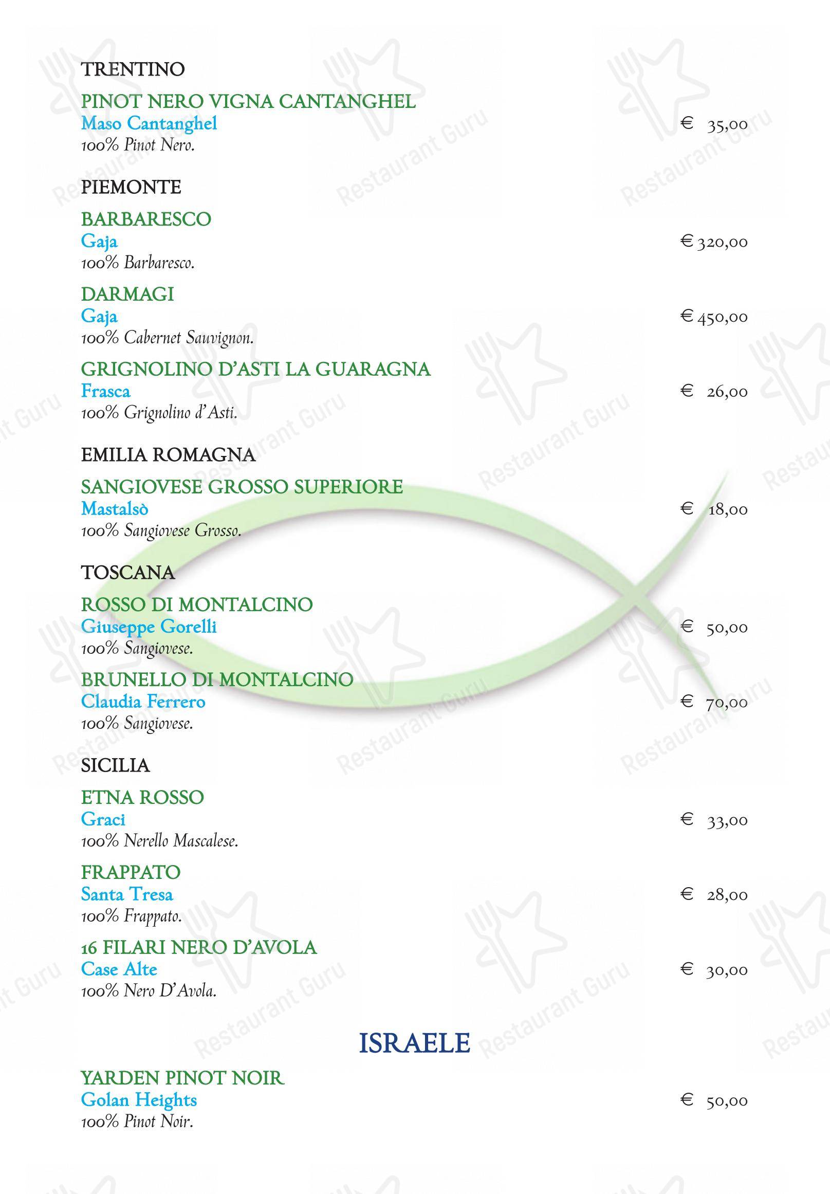 Trattoria del Pesce in Roma - Menu bar