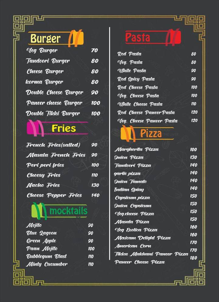 the corner cafe & rooftop menu