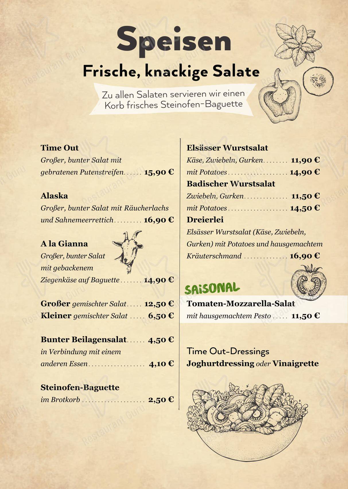 Menu pour time out dans Fribourg-en-Brisgau