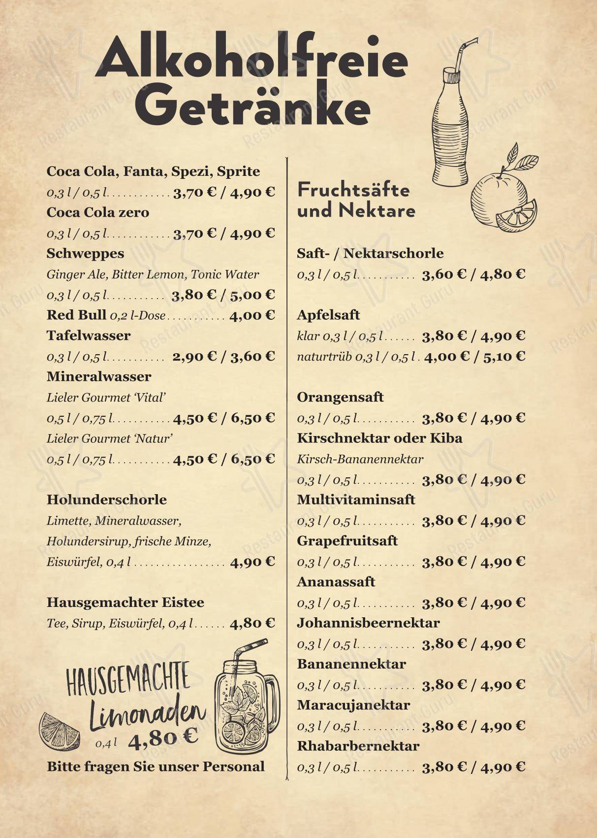 Menu pour time out pub et bar