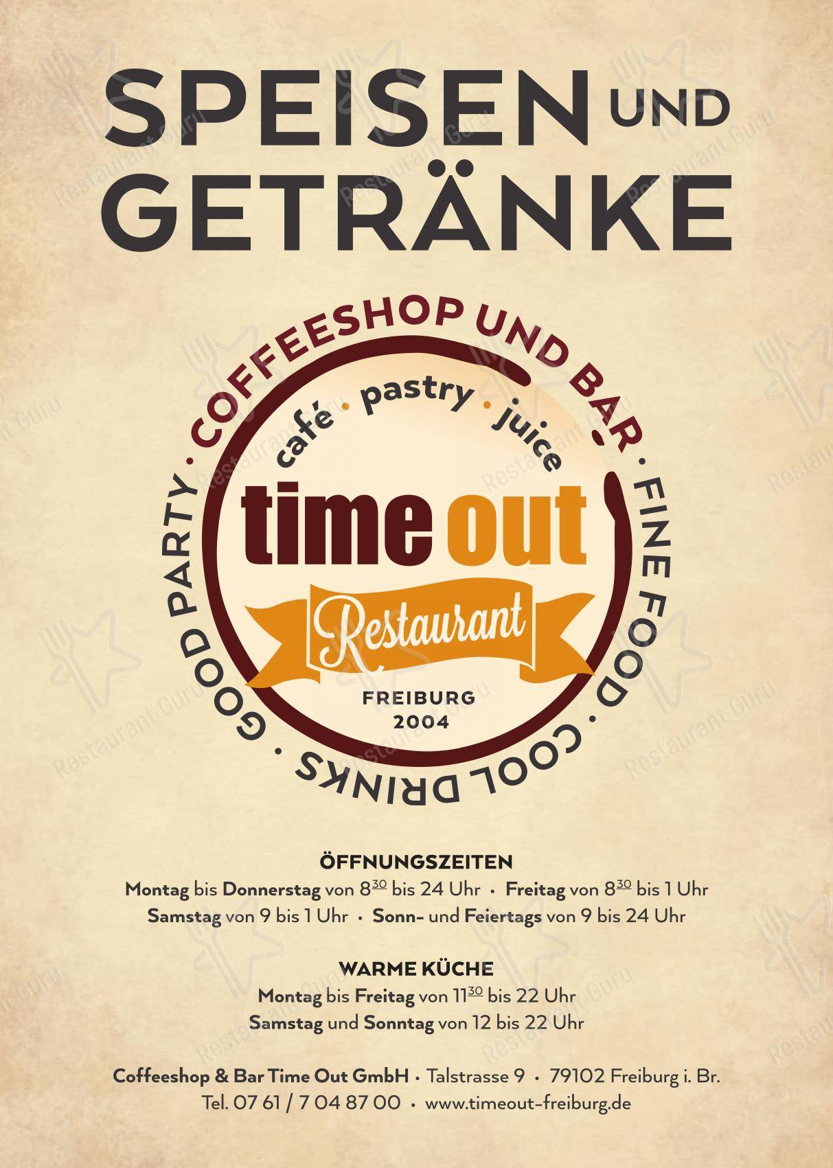 time out dans Fribourg-en-Brisgau - Menu
