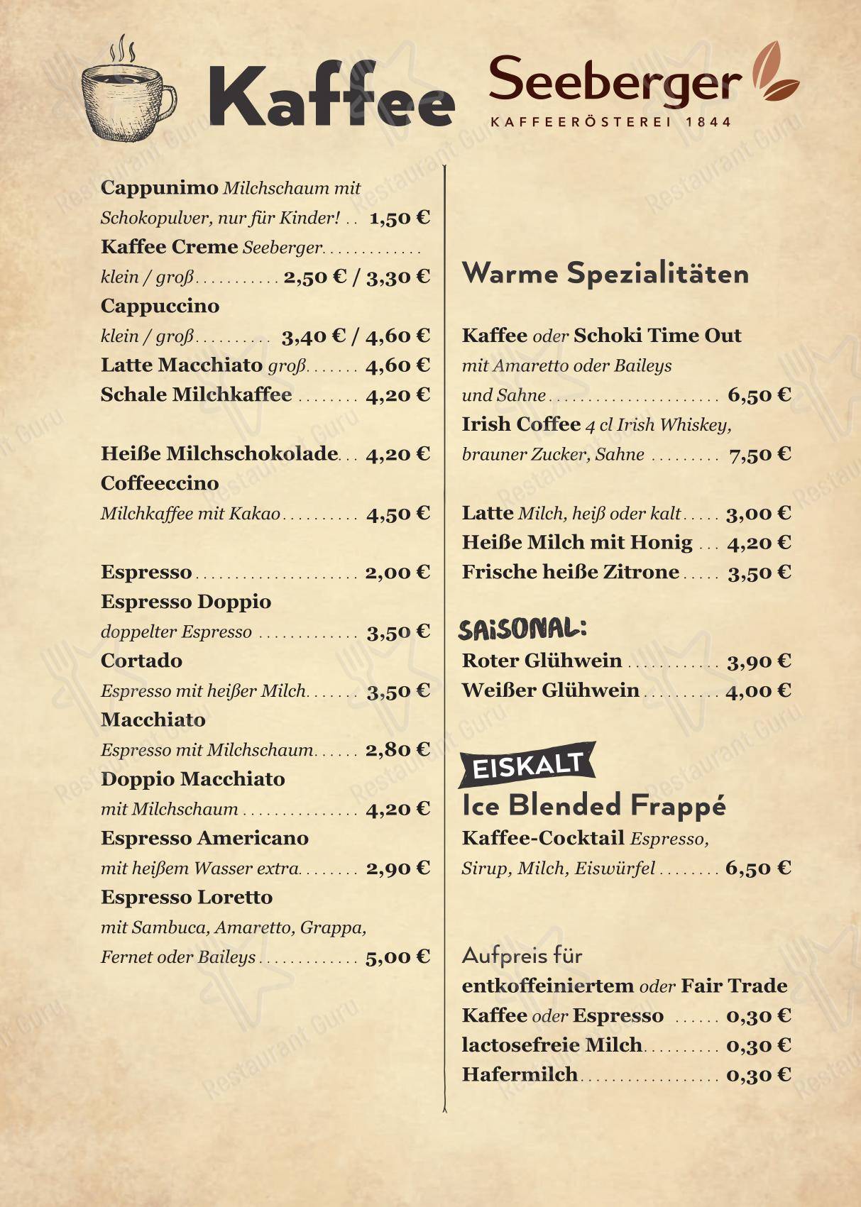 time out dans Fribourg-en-Brisgau - Menu
